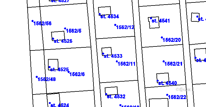 Parcela st. 4533 v KÚ Chrudim, Katastrální mapa