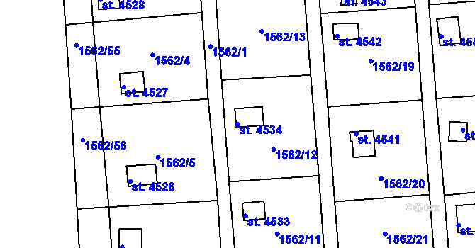 Parcela st. 4534 v KÚ Chrudim, Katastrální mapa