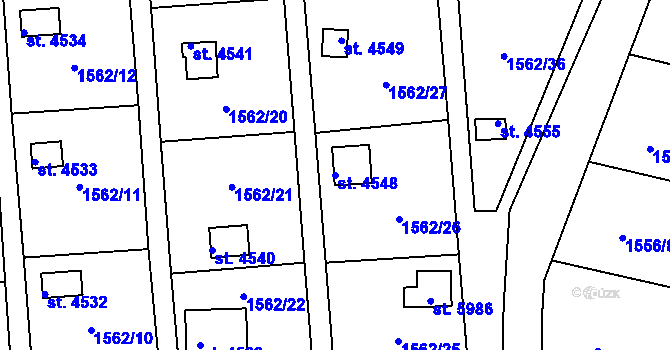 Parcela st. 4548 v KÚ Chrudim, Katastrální mapa