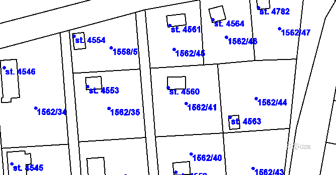 Parcela st. 4560 v KÚ Chrudim, Katastrální mapa