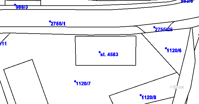Parcela st. 4583 v KÚ Chrudim, Katastrální mapa