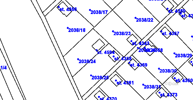 Parcela st. 4594 v KÚ Chrudim, Katastrální mapa
