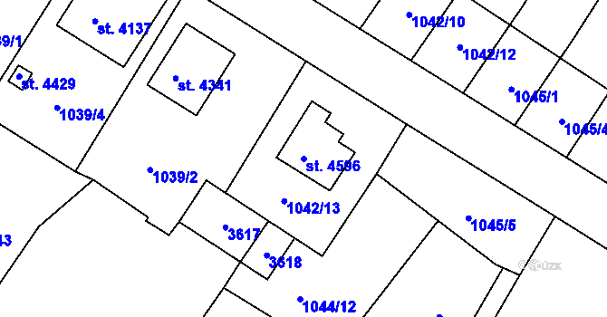 Parcela st. 4596 v KÚ Chrudim, Katastrální mapa