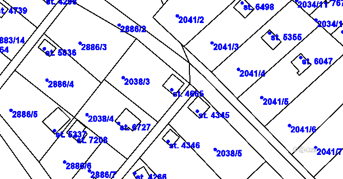 Parcela st. 4665 v KÚ Chrudim, Katastrální mapa