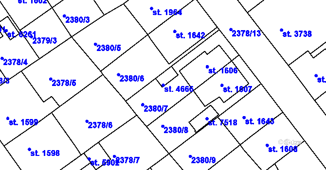 Parcela st. 4666 v KÚ Chrudim, Katastrální mapa