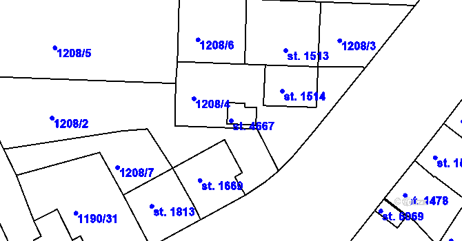Parcela st. 4667 v KÚ Chrudim, Katastrální mapa
