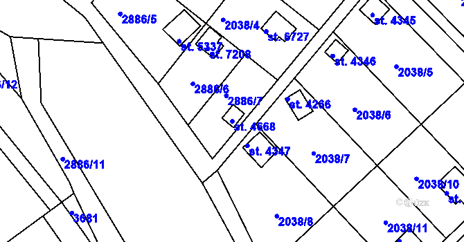 Parcela st. 4668 v KÚ Chrudim, Katastrální mapa