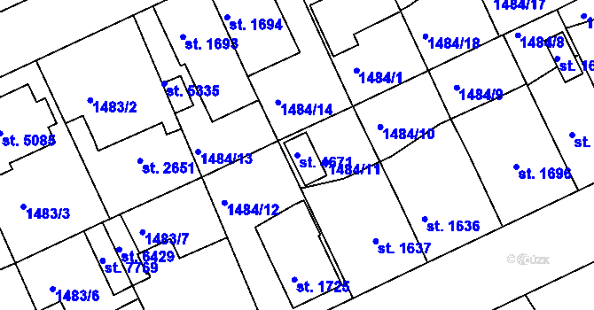 Parcela st. 4671 v KÚ Chrudim, Katastrální mapa