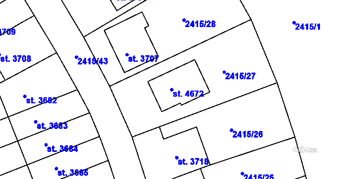 Parcela st. 4672 v KÚ Chrudim, Katastrální mapa
