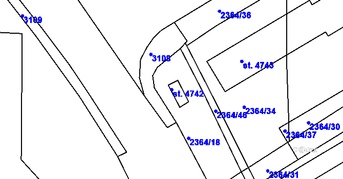 Parcela st. 4742 v KÚ Chrudim, Katastrální mapa