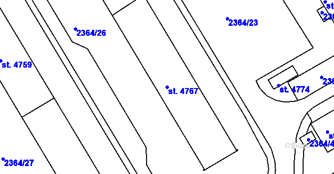 Parcela st. 4767 v KÚ Chrudim, Katastrální mapa