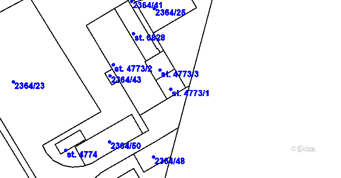 Parcela st. 4773/1 v KÚ Chrudim, Katastrální mapa