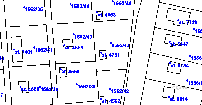 Parcela st. 4781 v KÚ Chrudim, Katastrální mapa