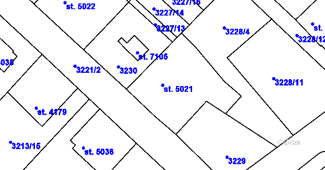 Parcela st. 5021 v KÚ Chrudim, Katastrální mapa