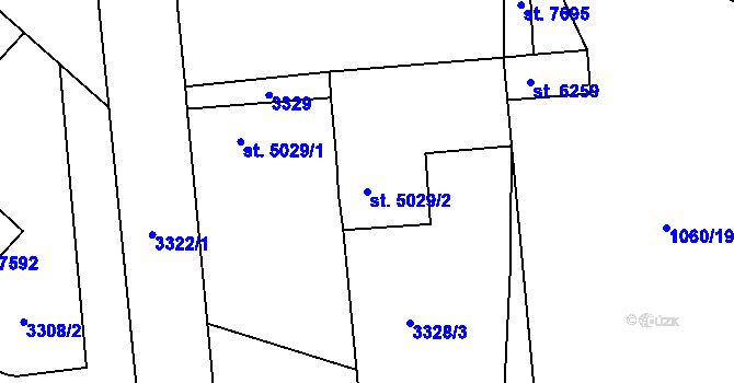 Parcela st. 5029/2 v KÚ Chrudim, Katastrální mapa