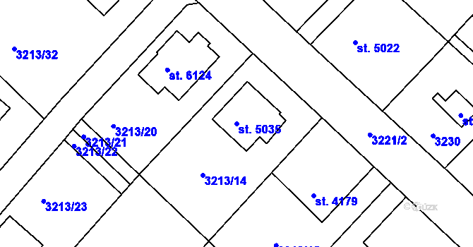 Parcela st. 5035 v KÚ Chrudim, Katastrální mapa