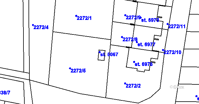 Parcela st. 5067 v KÚ Chrudim, Katastrální mapa