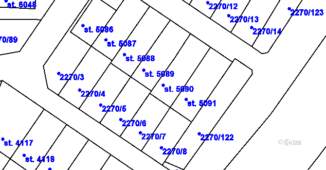 Parcela st. 5090 v KÚ Chrudim, Katastrální mapa