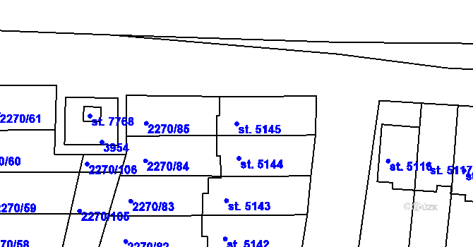 Parcela st. 5145 v KÚ Chrudim, Katastrální mapa