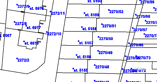 Parcela st. 5157 v KÚ Chrudim, Katastrální mapa