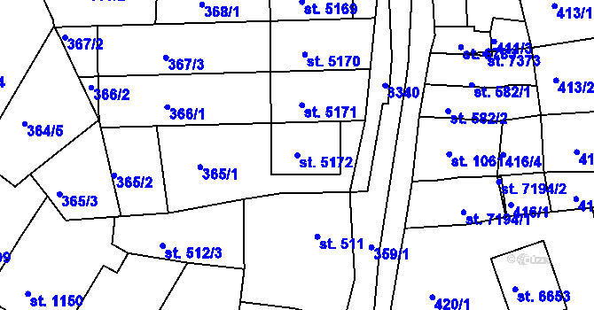 Parcela st. 5172 v KÚ Chrudim, Katastrální mapa
