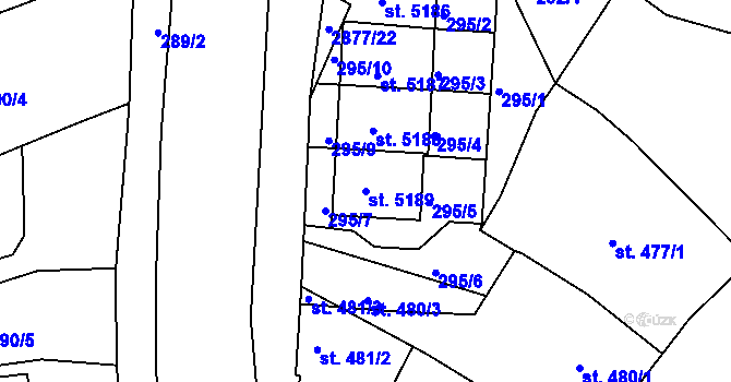 Parcela st. 5189 v KÚ Chrudim, Katastrální mapa