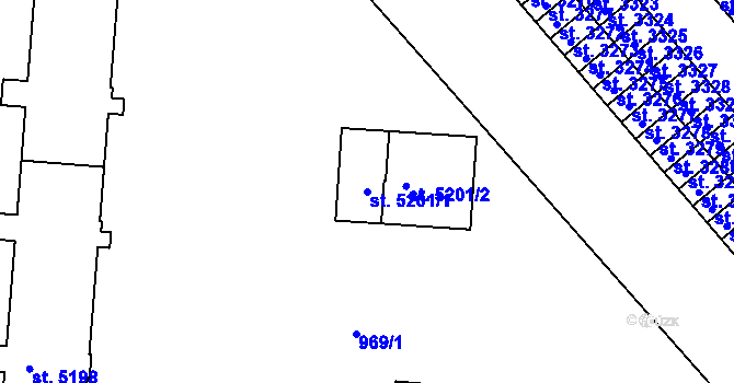 Parcela st. 5201/1 v KÚ Chrudim, Katastrální mapa
