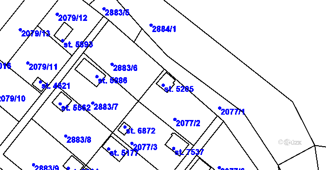 Parcela st. 5205 v KÚ Chrudim, Katastrální mapa