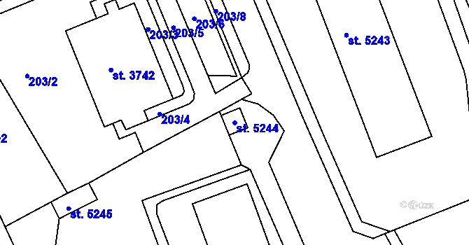Parcela st. 5244 v KÚ Chrudim, Katastrální mapa