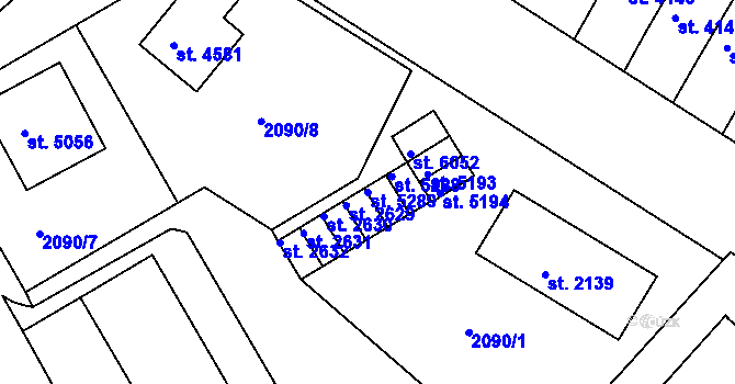 Parcela st. 5289 v KÚ Chrudim, Katastrální mapa