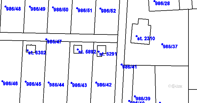 Parcela st. 5291 v KÚ Chrudim, Katastrální mapa