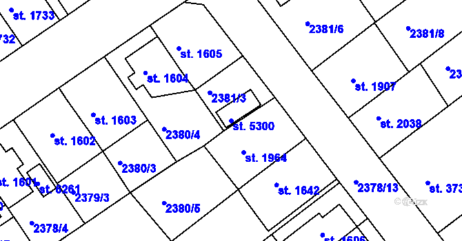 Parcela st. 5300 v KÚ Chrudim, Katastrální mapa