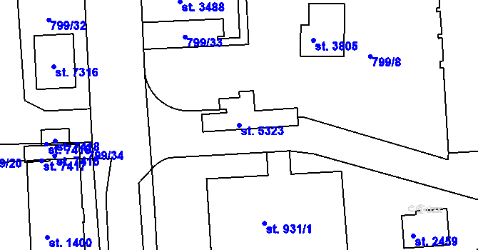 Parcela st. 5323 v KÚ Chrudim, Katastrální mapa