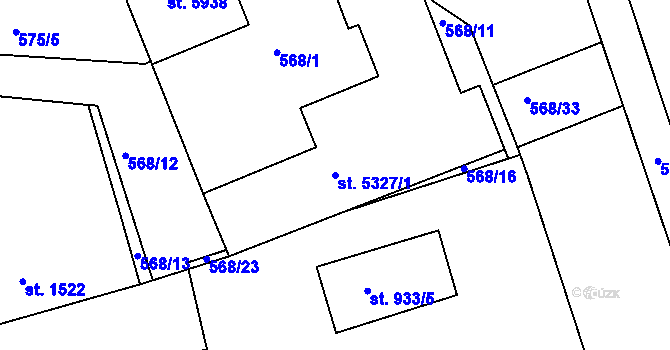 Parcela st. 5327/1 v KÚ Chrudim, Katastrální mapa