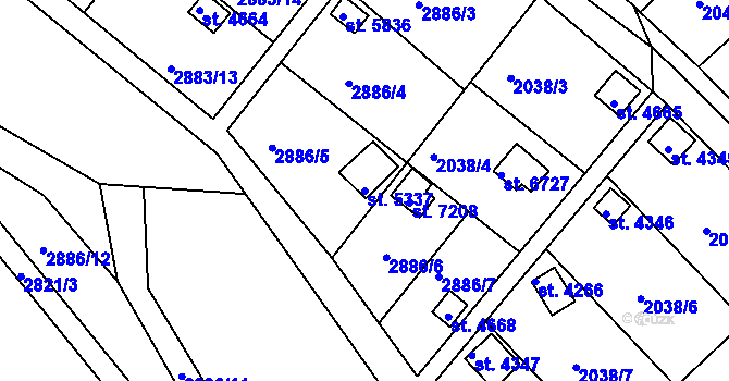Parcela st. 5337 v KÚ Chrudim, Katastrální mapa