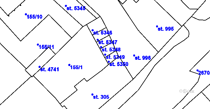 Parcela st. 5349 v KÚ Chrudim, Katastrální mapa