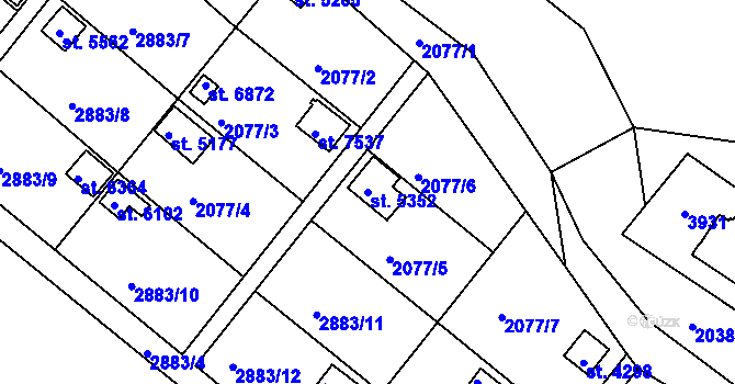 Parcela st. 5352 v KÚ Chrudim, Katastrální mapa