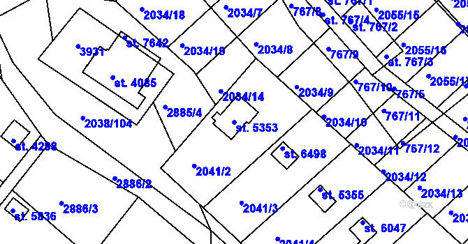 Parcela st. 5353 v KÚ Chrudim, Katastrální mapa