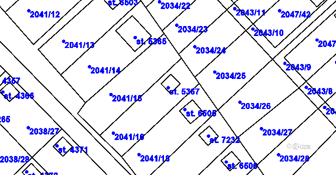 Parcela st. 5367 v KÚ Chrudim, Katastrální mapa