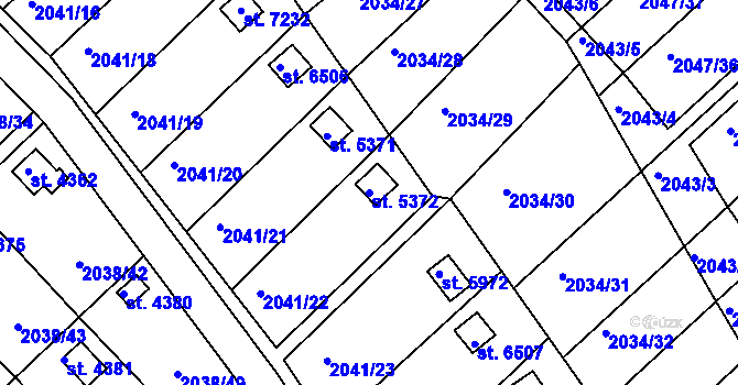 Parcela st. 5372 v KÚ Chrudim, Katastrální mapa
