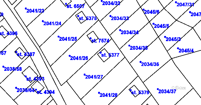 Parcela st. 5377 v KÚ Chrudim, Katastrální mapa