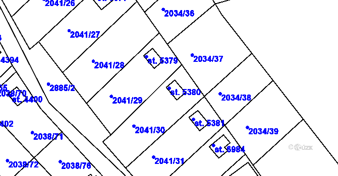 Parcela st. 5380 v KÚ Chrudim, Katastrální mapa