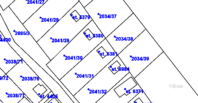 Parcela st. 5381 v KÚ Chrudim, Katastrální mapa
