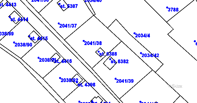 Parcela st. 5388 v KÚ Chrudim, Katastrální mapa