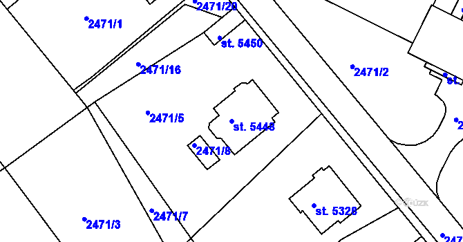 Parcela st. 5448 v KÚ Chrudim, Katastrální mapa