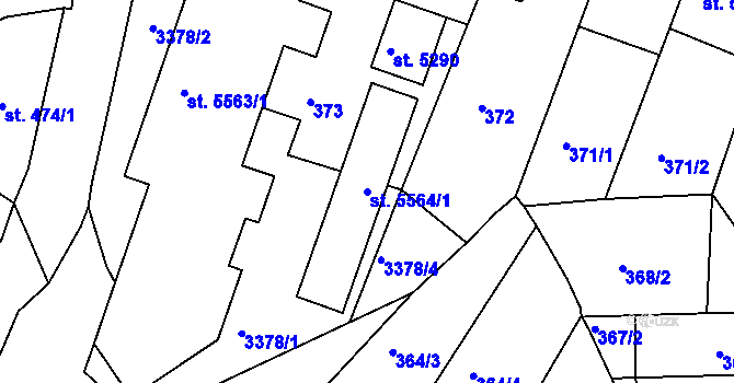 Parcela st. 5564/1 v KÚ Chrudim, Katastrální mapa