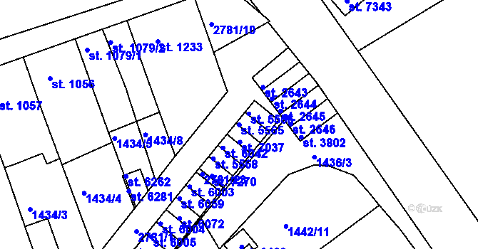 Parcela st. 5565 v KÚ Chrudim, Katastrální mapa