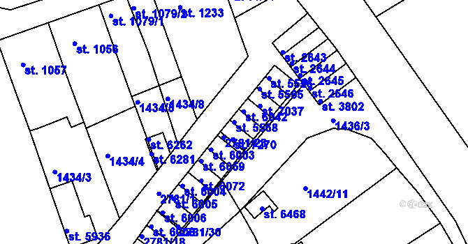 Parcela st. 5568 v KÚ Chrudim, Katastrální mapa