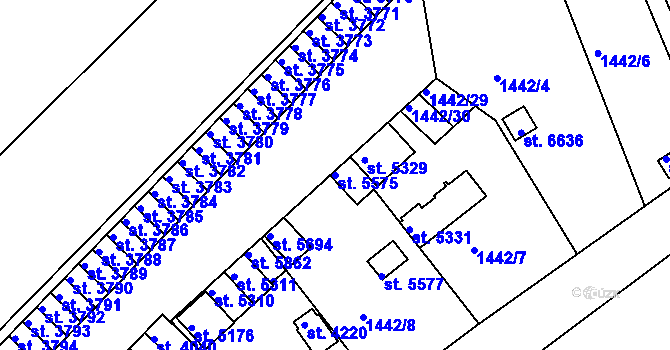 Parcela st. 5575 v KÚ Chrudim, Katastrální mapa