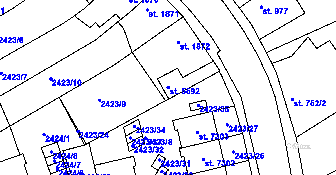 Parcela st. 5592 v KÚ Chrudim, Katastrální mapa